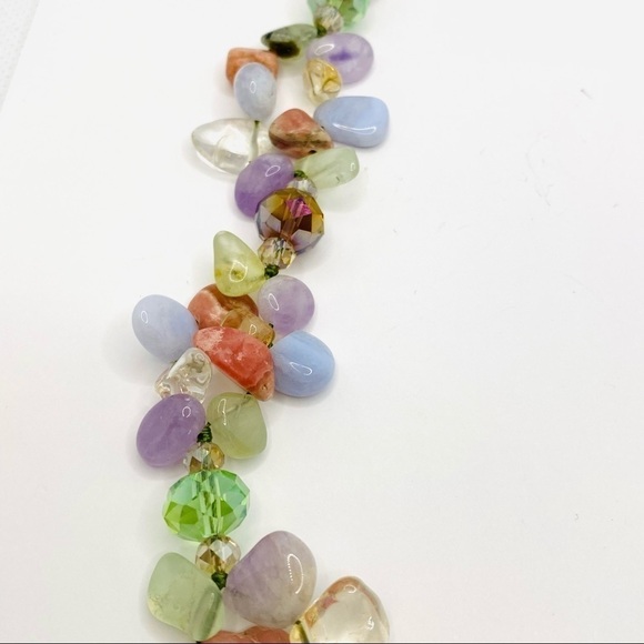 Necklace Natural Stones and Faceted Glass Crystal Beads Sterling Silver … - Picture 5 of 13